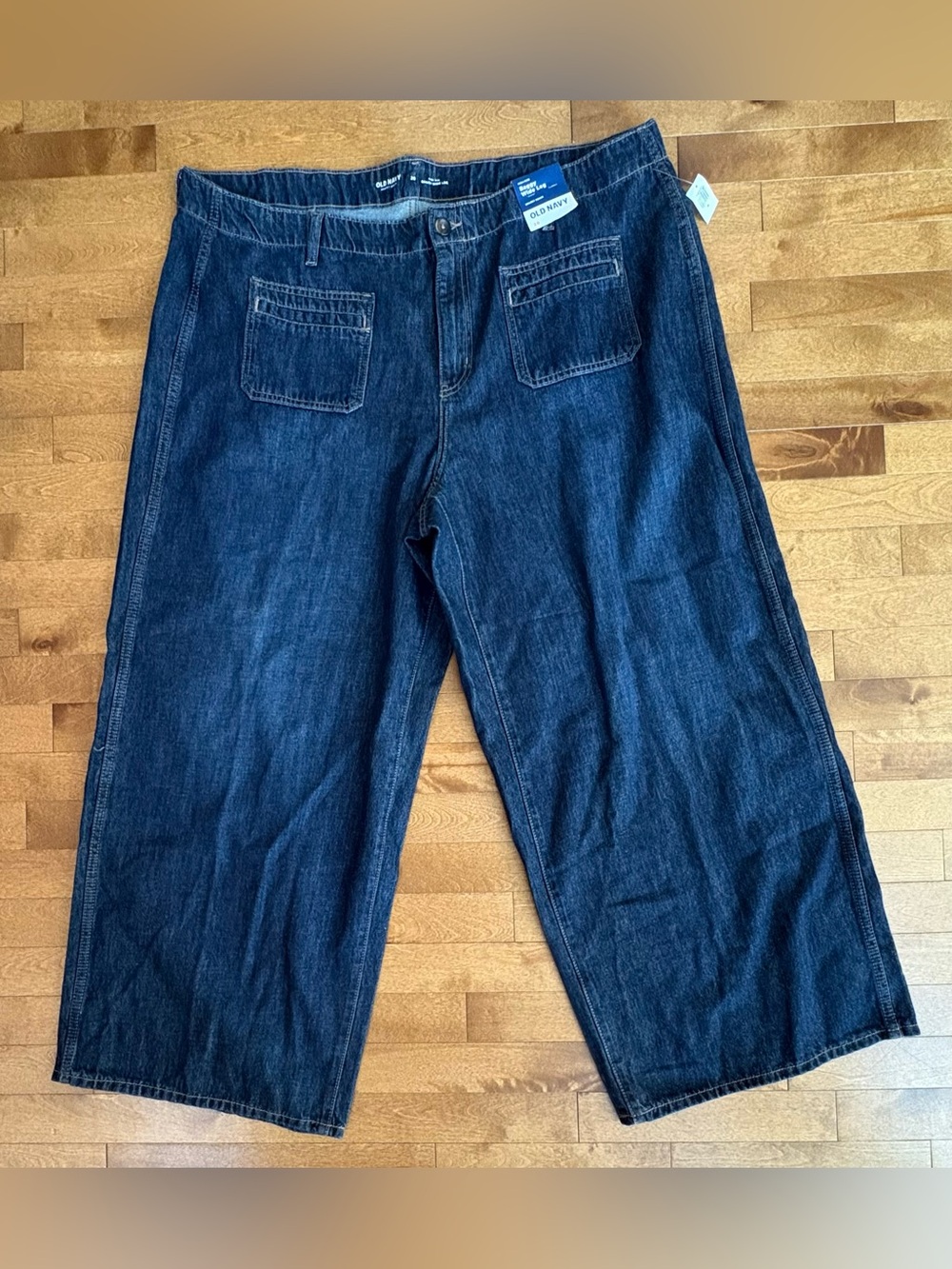 Old Navy High-Rise Baggy Wide Leg Jeans NWT Dark Wash Drapey Denim Size 20
